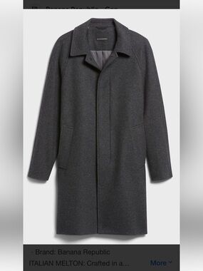 Banana Republic Charcoal Gray Wool-Blend Car Coat Size L